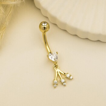 Taşlı Yıldız Sallantılı Göbek Piercing - 2