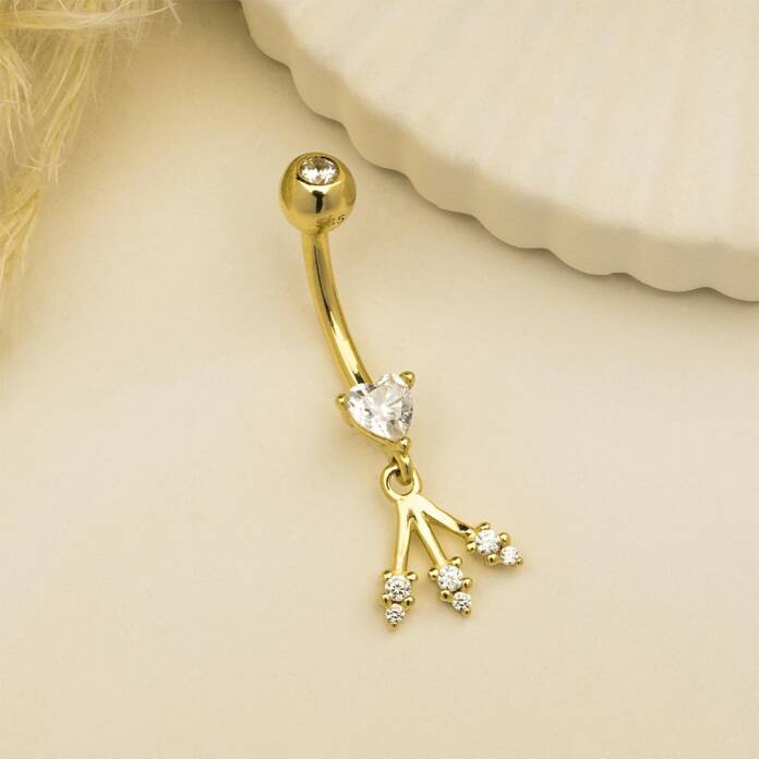 Taşlı Yıldız Sallantılı Göbek Piercing - 2