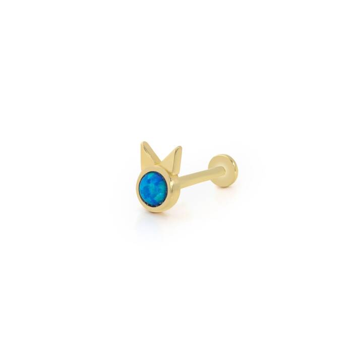 Tavşan Model Mavi Opal Tragus Piercing - 1