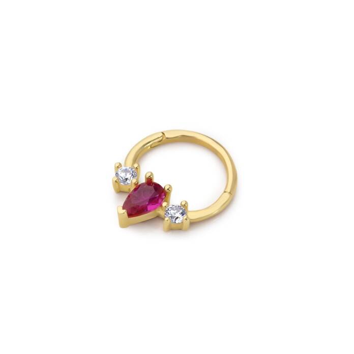 Tek Damla Kırmızı Helix Piercing - 1