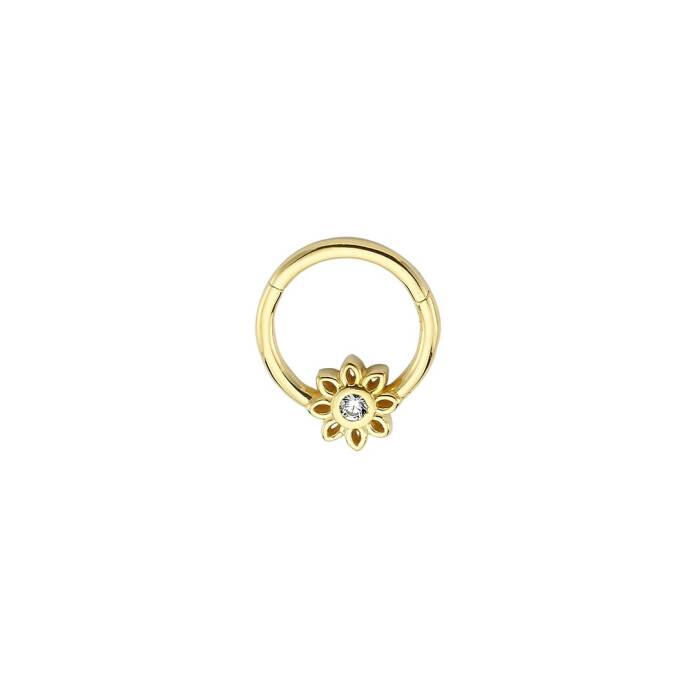 Tek Taş Çiçek Motifli Helix Piercing - 1