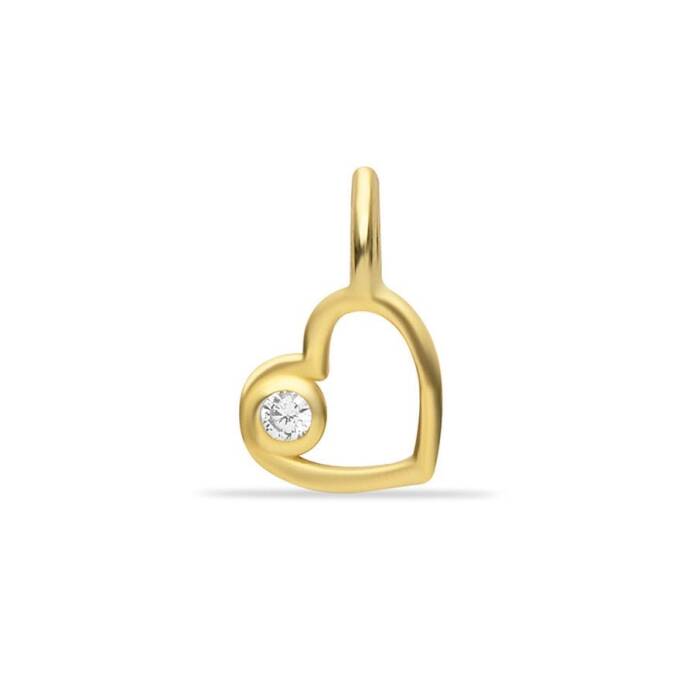 Tek Taş Kalp Charm - 1