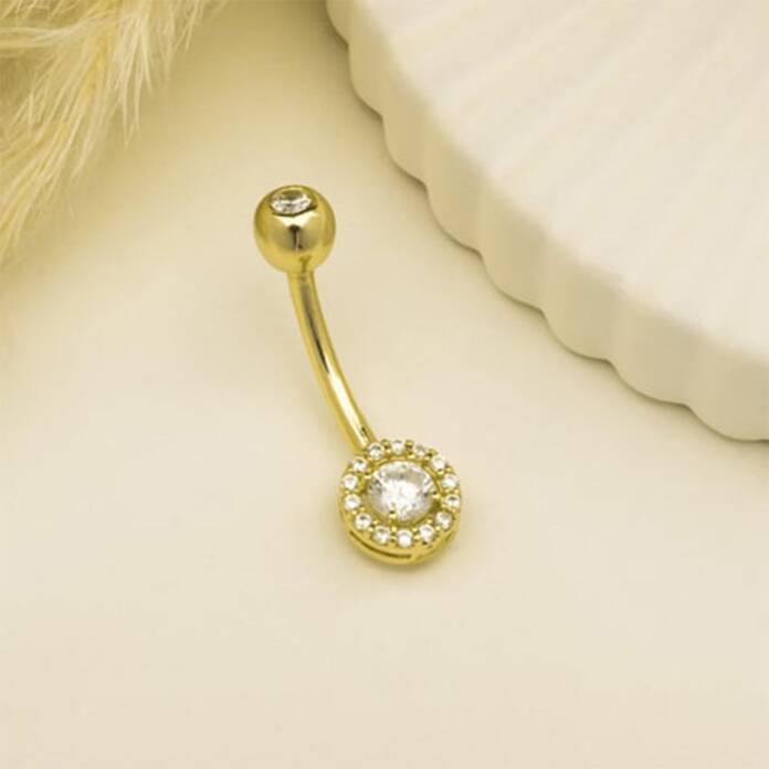 Tek Taşlı Daire Motifli Göbek Piercing - 2