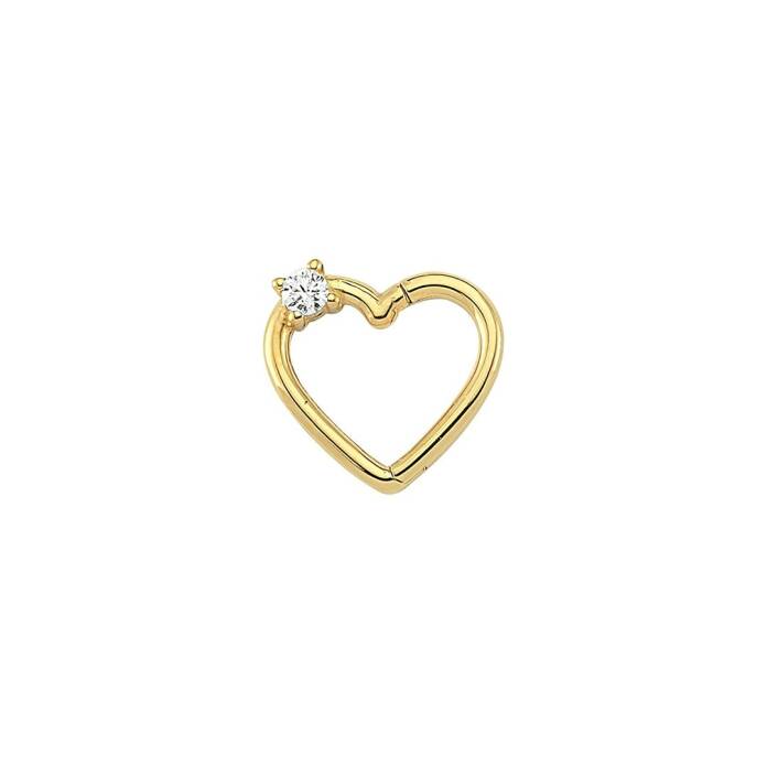 Tek Taşlı Kalp Helix Piercing - 1