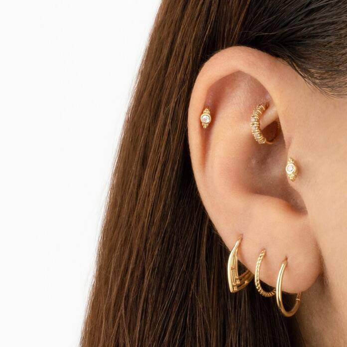 Tek Taşlı Kruvasan Tragus Piercing - 2