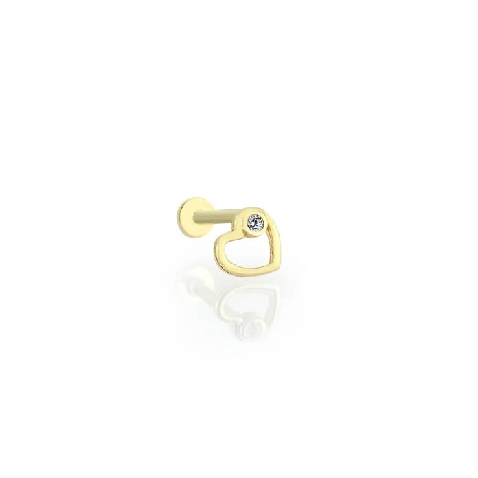 Tektaş Detaylı Kalp Tragus Piercing - 1