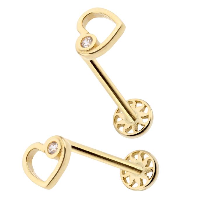 Tektaş Detaylı Kalp Tragus Piercing - 2