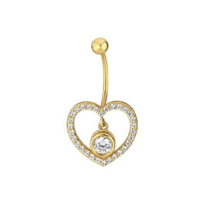 Tektaşlı Kalp Göbek Piercing - 1