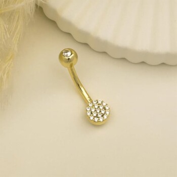 Top Taşlı Daire Motifli Göbek Piercing - 2