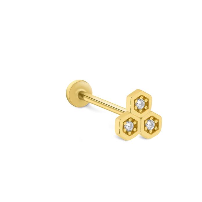 Triple Altıgen Tragus Piercing - 1