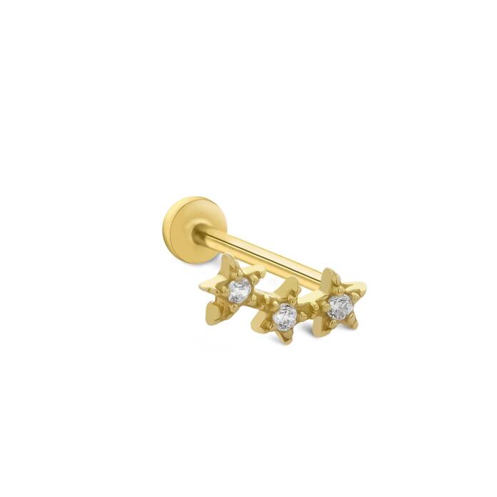 Triple Star Tragus Piercing - 1