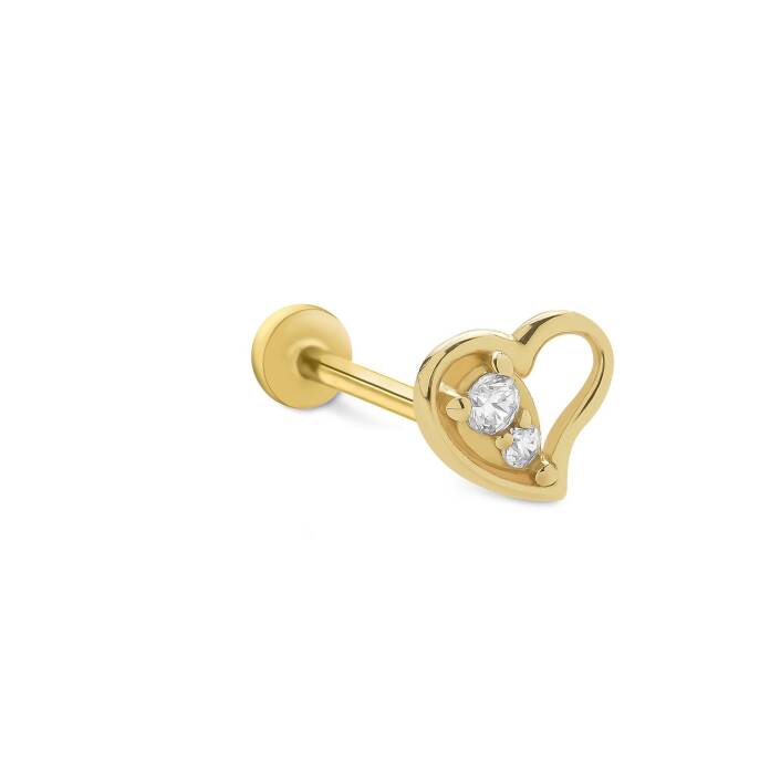 Twin Taş Kalp Tragus Piercing - 1