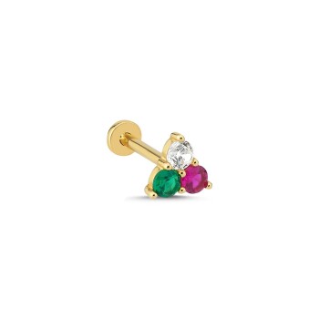 Üç Renk Taşlı Tragus Piercing - 1