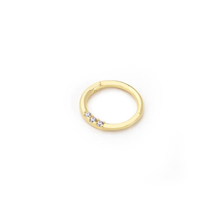 Üç Taşlı Beyaz Helix Piercing - 1