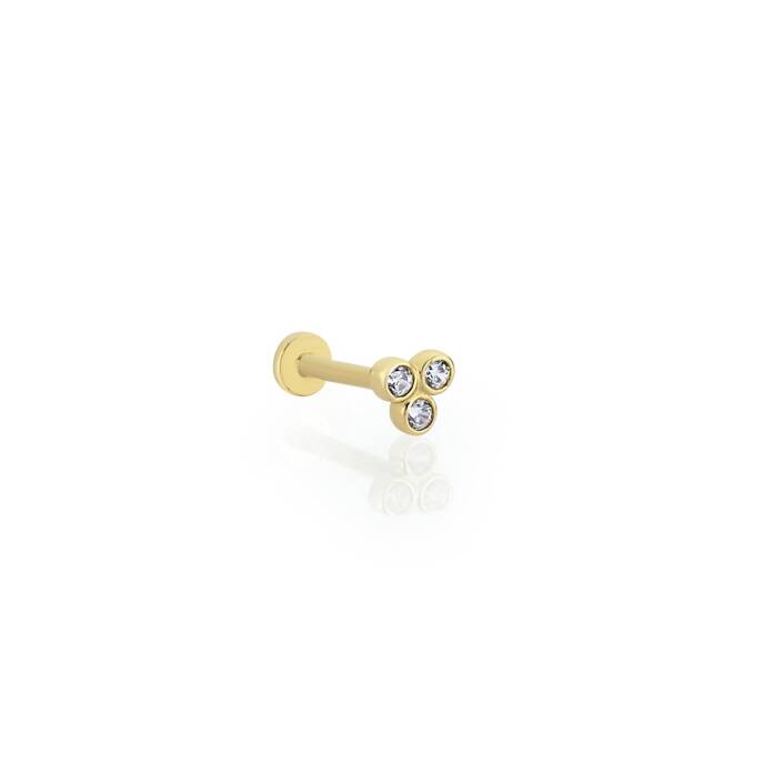 Üç Taşlı Bubble Tragus Piercing - 1