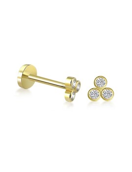 Üç Taşlı Bubble Tragus Piercing - 2