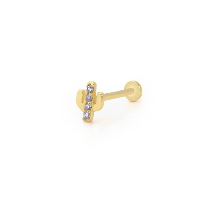 Üç Taşlı Kaktüs Model Tragus Piercing - 1