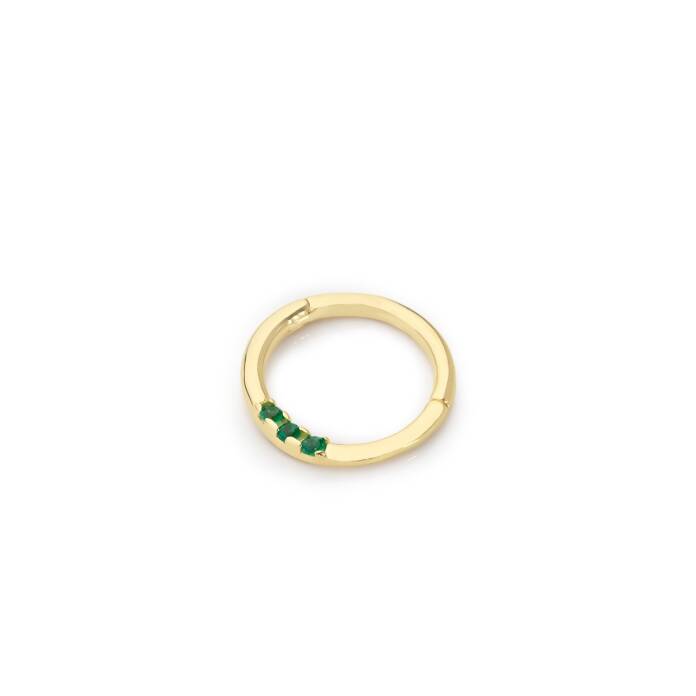 Üç Taşlı Yeşil Helix Piercing - 1
