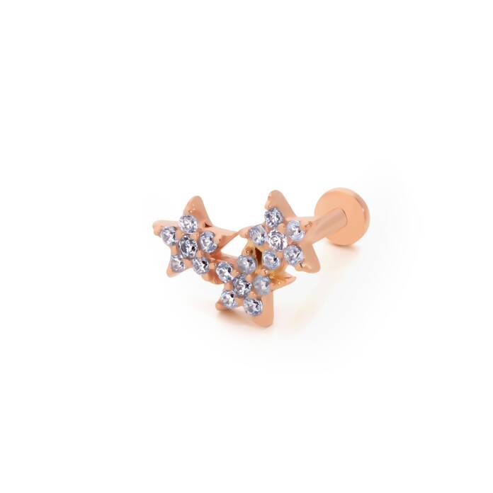 Üç Yıldız Model Taşlı Tragus Piercing - 1