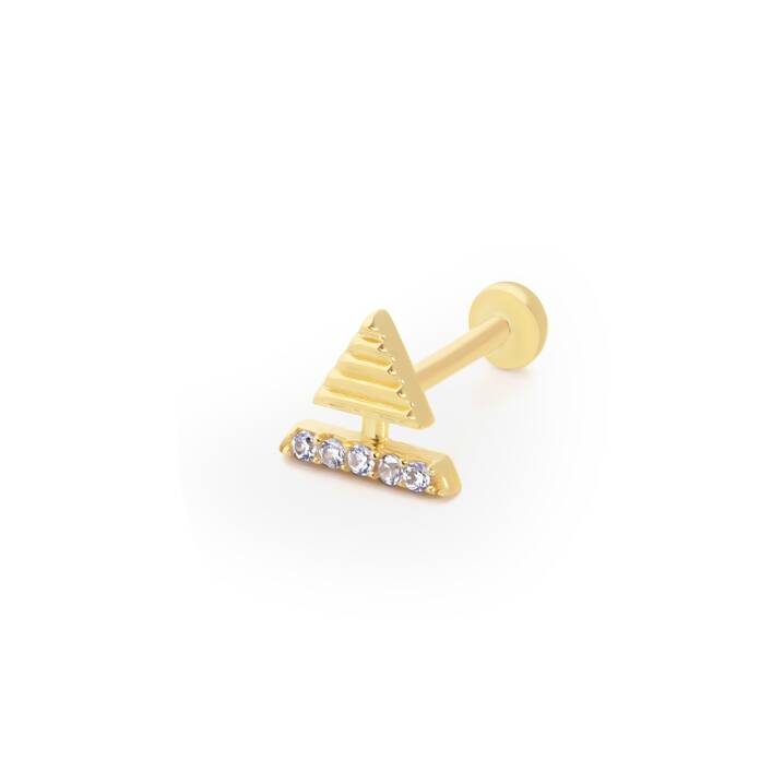 Üçgen Model Taşlı Tragus Piercing - 1