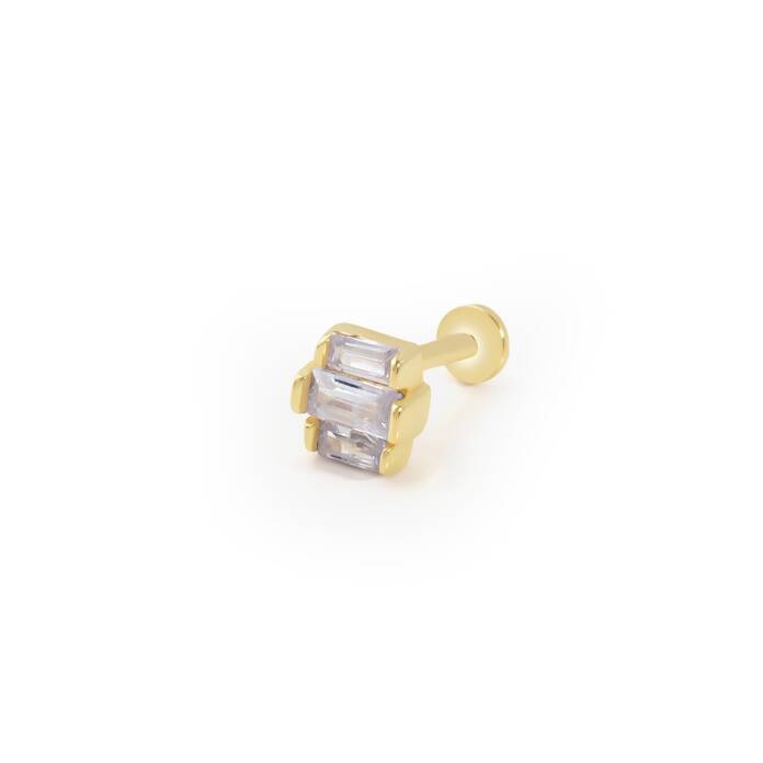 Üçlü Baget Taş Tragus Piercing - 1