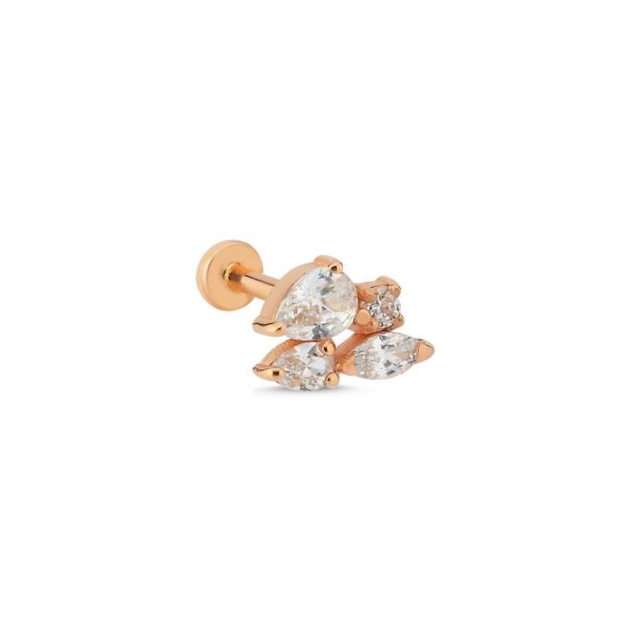 Üçlü Damla & Tektaş Model Tragus Piercing - 1