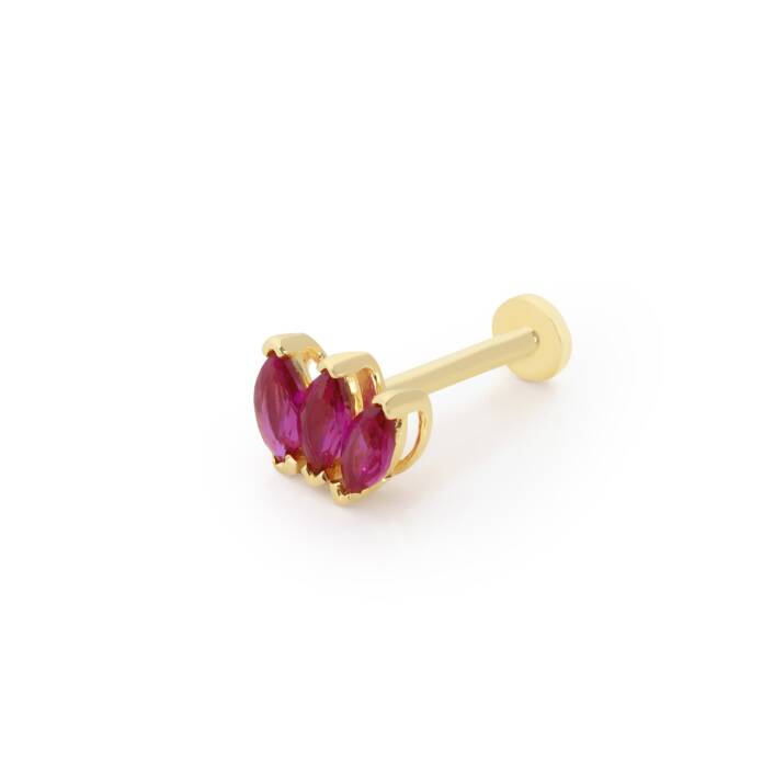 Üçlü Kırmızı Markiz Tragus Piercing - 1