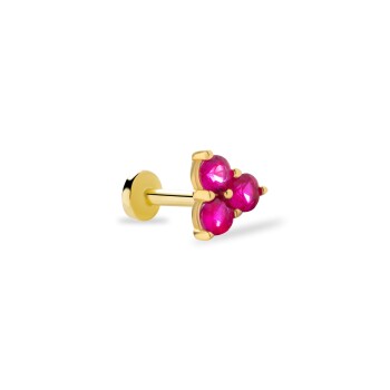 Üçlü Kırmızı Taşlı Tragus Piercing - 2