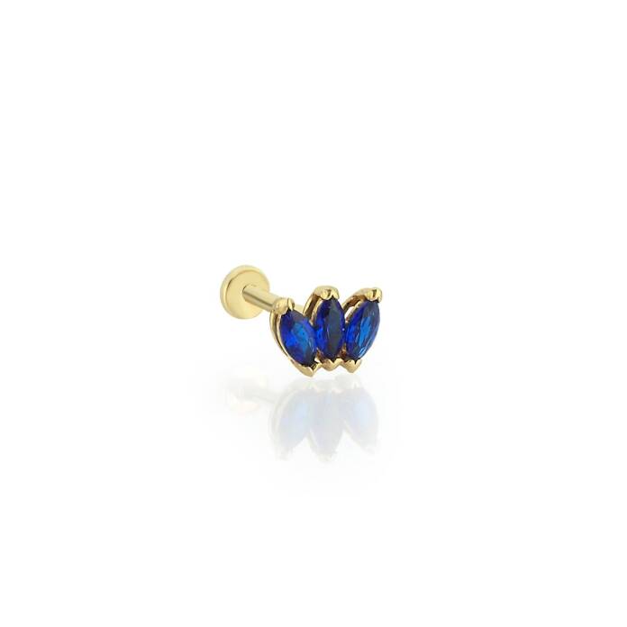 Üçlü Lacivert Markiz Tragus Piercing - 1