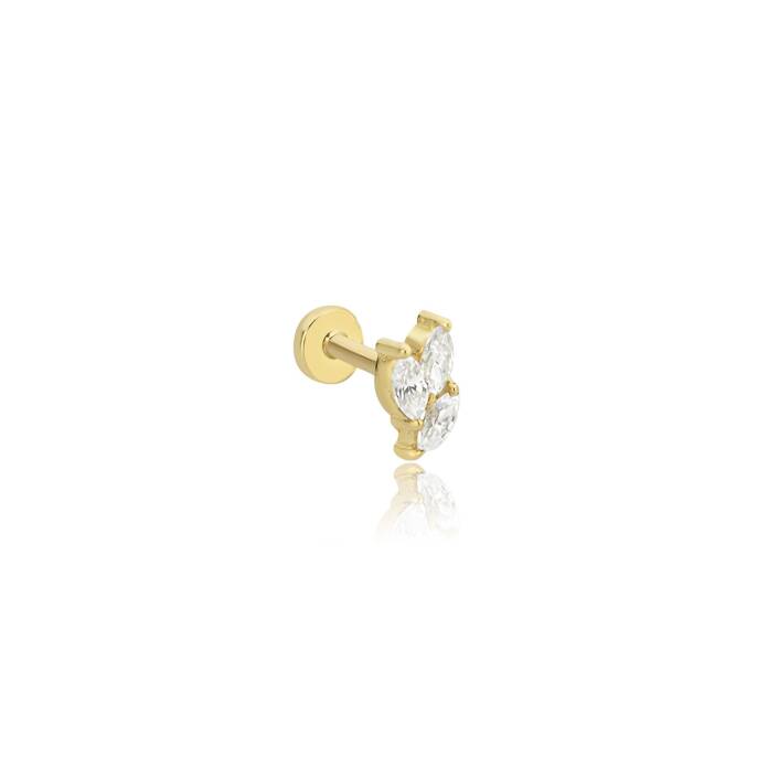 Üçlü Markiz Taşlı Tragus Piercing - 2