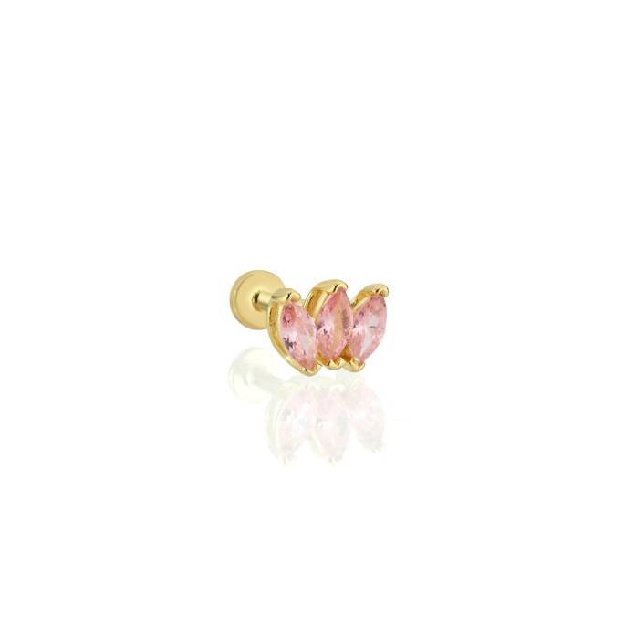 Üçlü Pembe Markiz Tragus Piercing - 1