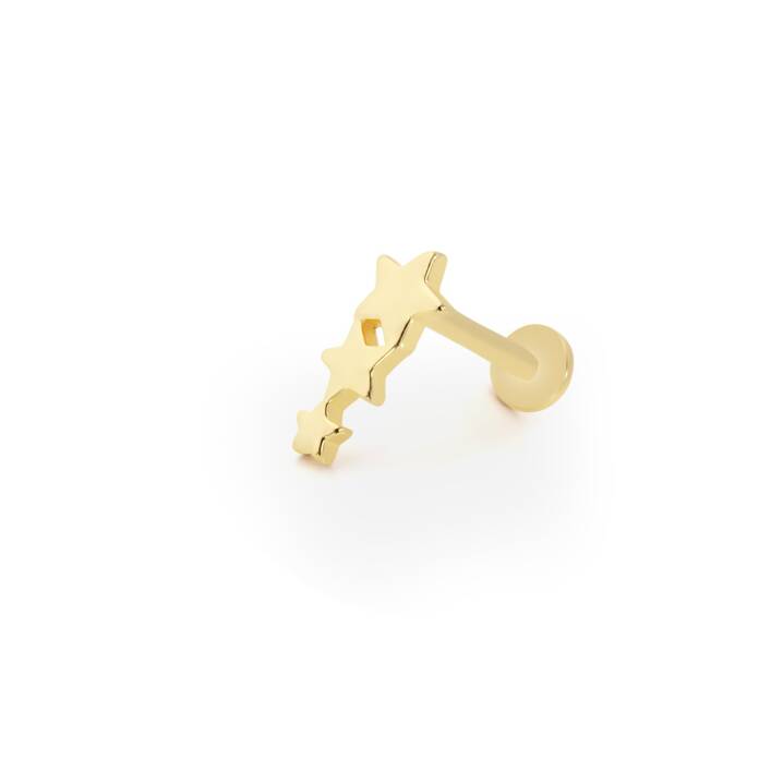 Üçlü Sıralı Yıldız Tragus Piercing - 1