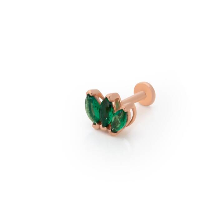 Üçlü Yeşil Markiz Tragus Piercing - 1