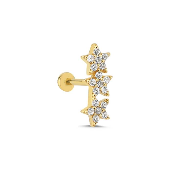 Üçlü Yıldız Taşlı Tragus Piercing - 1