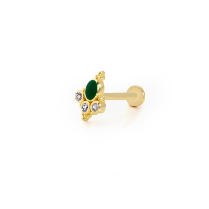 Vintage Yeşil Mine Model Tragus Piercing - 1