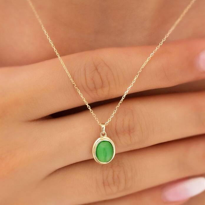 Vintage Yeşil Opal Kolye - 1