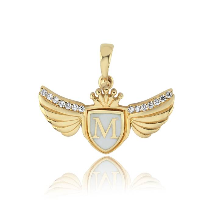 Wings Mineli Harf Kolye Ucu - 1