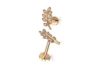 Yaprak Model Sekiz Taşlı Tragus Piercing - 3