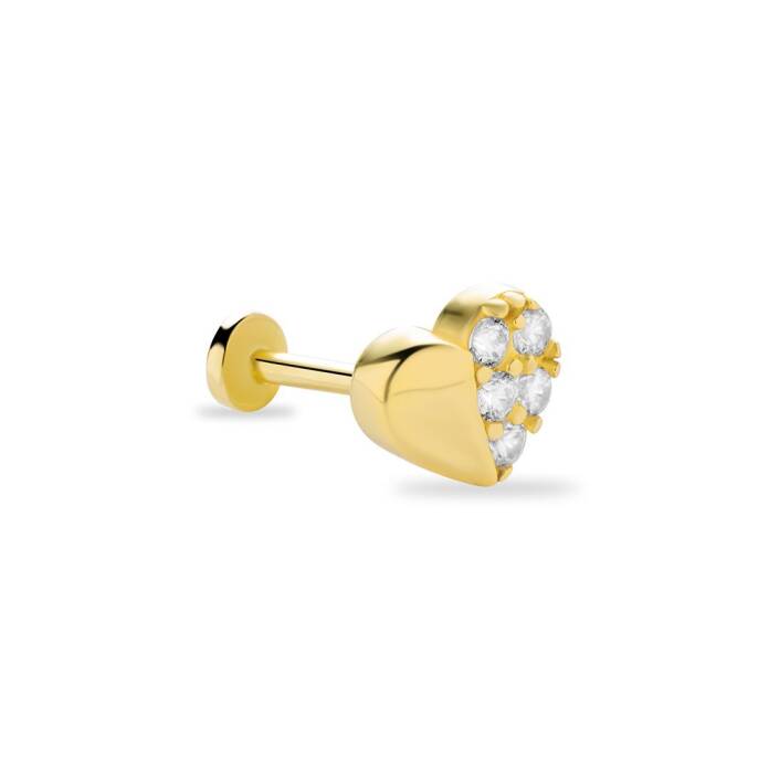 Yarısı Taşlı Kalp Tragus - 1
