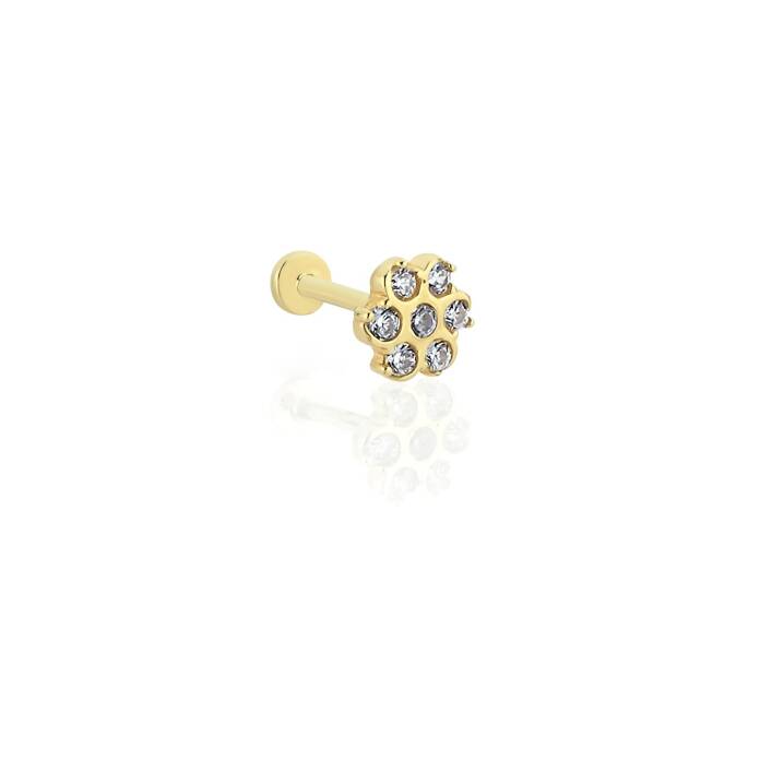 Yedi Taşlı Çiçek Tragus Piercing - 1