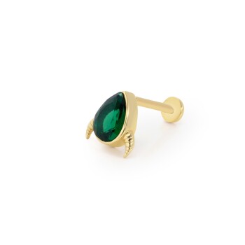 Yeşil Damla Boynuz Model Tragus Piercing - 2