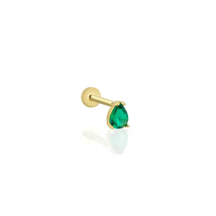 Yeşil Damla Taş Model Tragus Piercing - 1