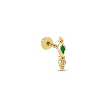 Yeşil Mine Detay Taşlı Tragus Piercing - 1