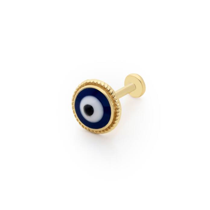 Yuvarlak Desen İşleme Detay Nazar Tragus Piercing - 1