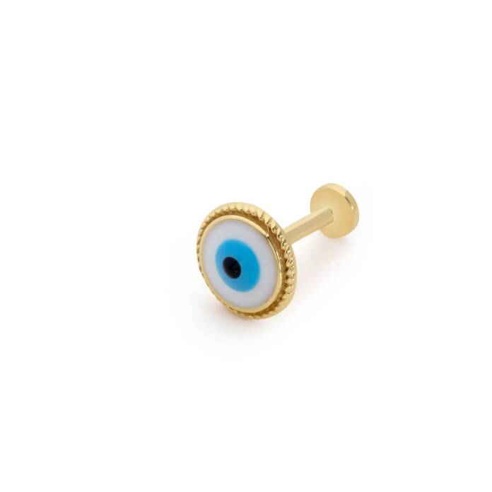 Yuvarlak Desen İşleme Detay Nazar Tragus Piercing - 1