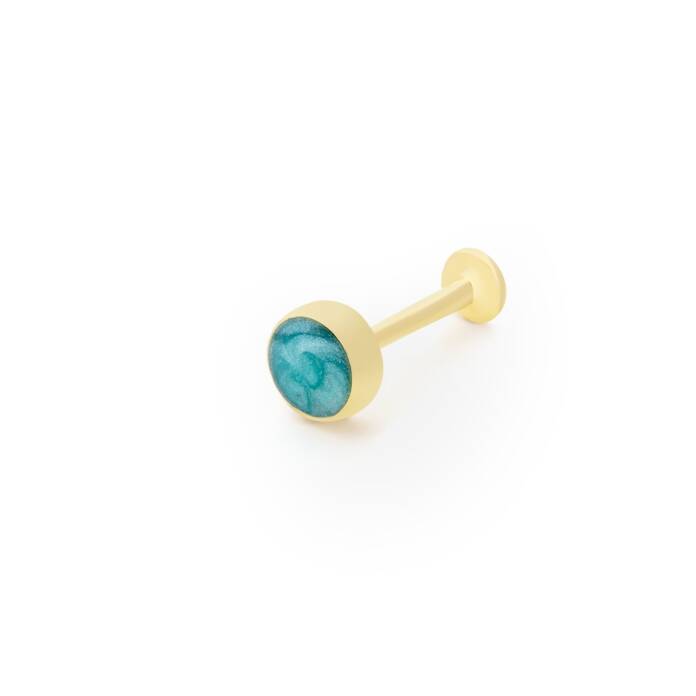 Yuvarlak Model Sedef Yeşil Mine Tragus Piercing - 1