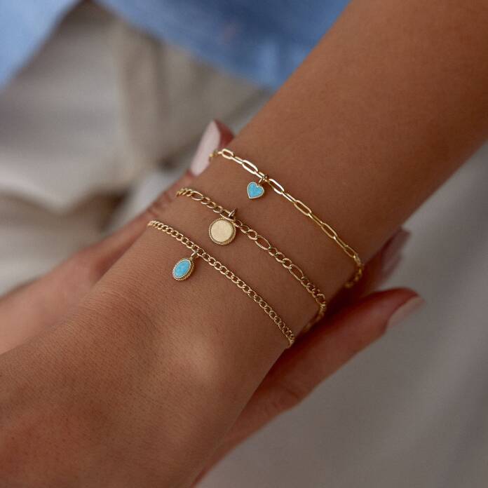 Yuvarlak Plaka Charm Bileklik - 4