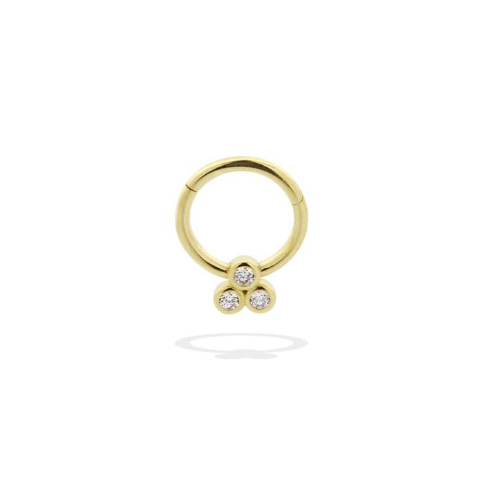 Yuvarlak Üç Taşlı Helix Piercing - 1