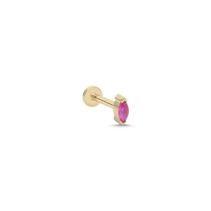 Zarif Kırmızı Taşlı Tragus Piercing - 1